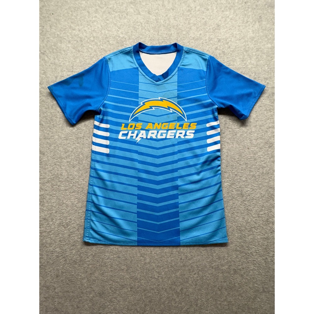 Los Angeles Chargers Youth Medium Blue V-Neck Performance Graphic T-Shirt NFL